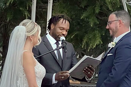 Reverend Carlton, wedding ceremony officiant